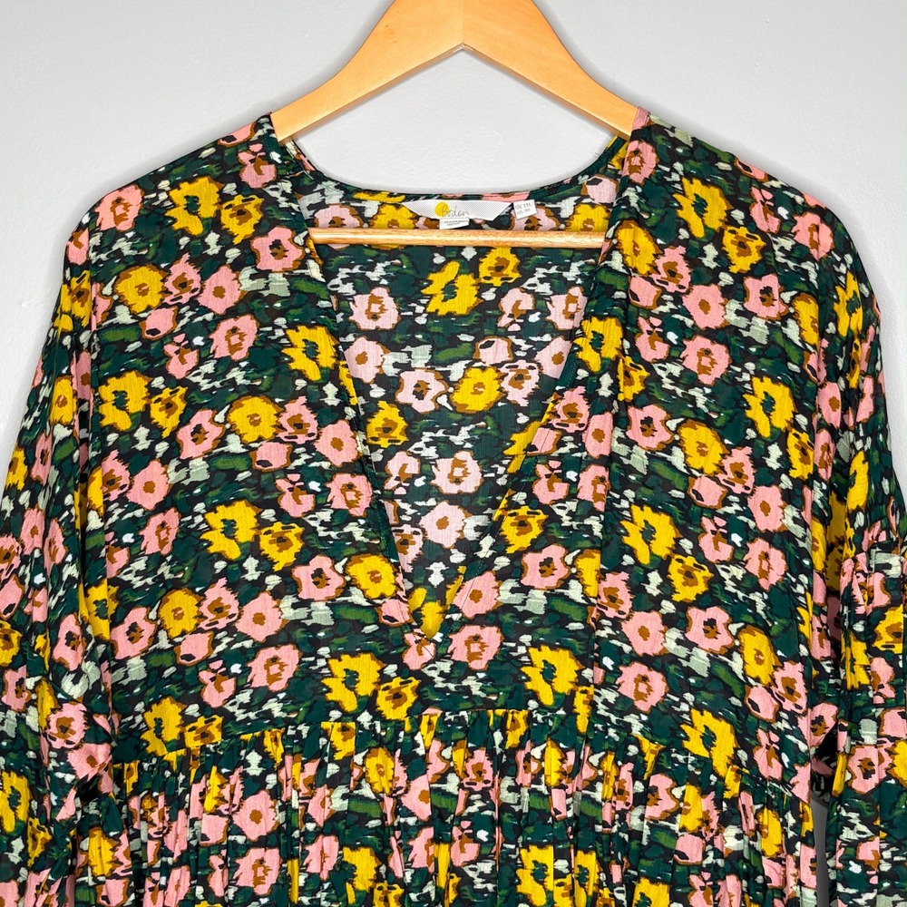 Boden Womens Floral Boho Tiered Smock Midi Dress Yellow Pink US 8L D0422 - Picture 3 of 9